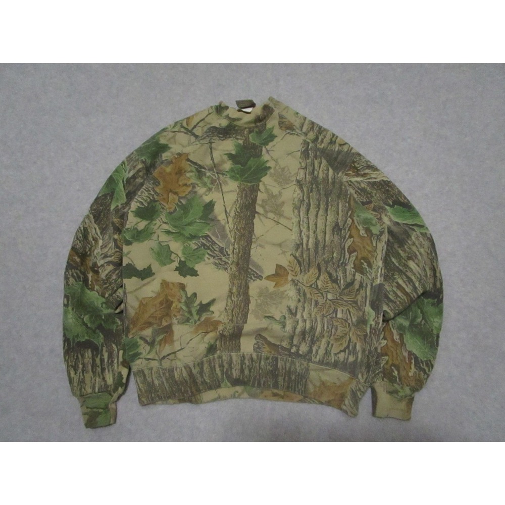 Vintage‎ Realtree Sweater Mens Large Camo Outdoor Hunting 90s Jerzees Made USA